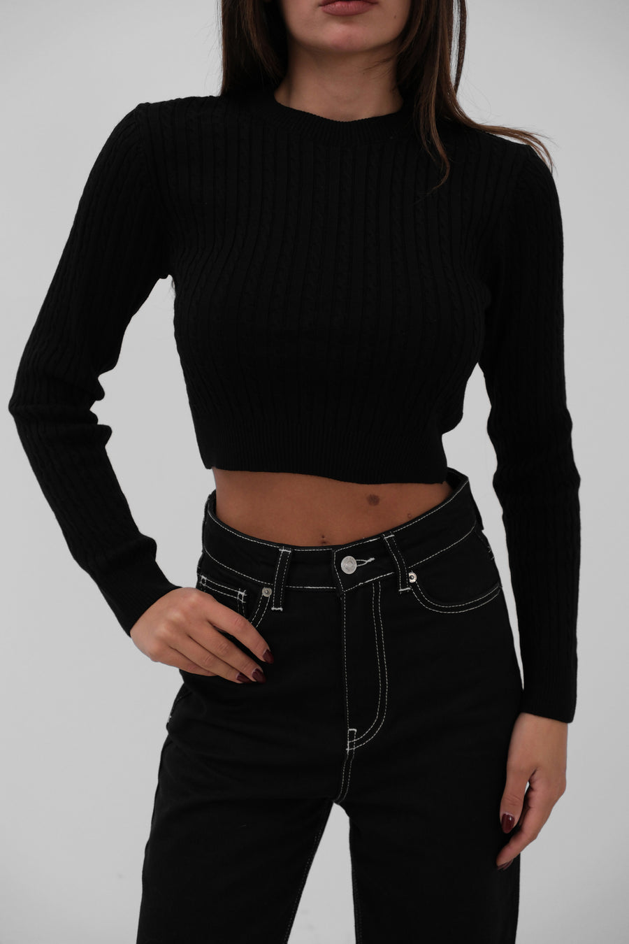 Knitted Detail Knitwear Crop Sweater