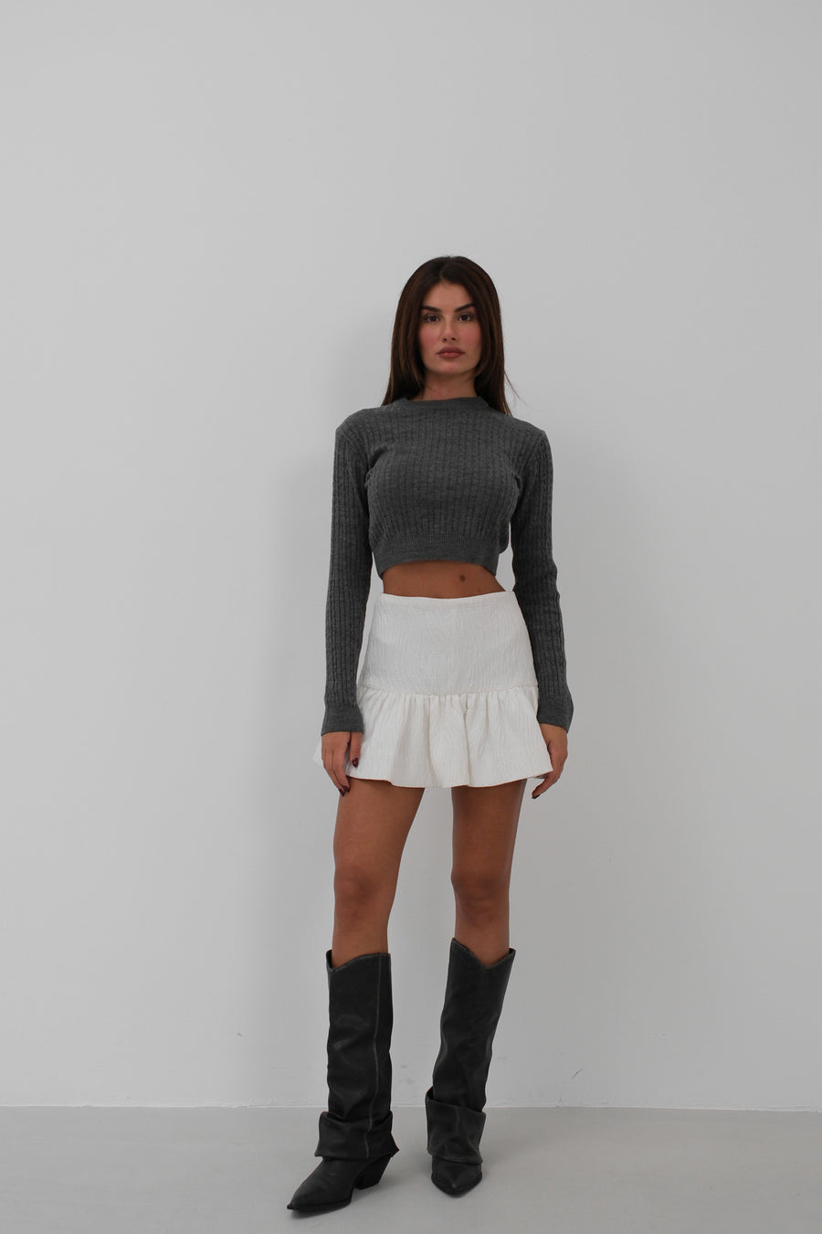 Knitted Detail Knitwear Crop Sweater