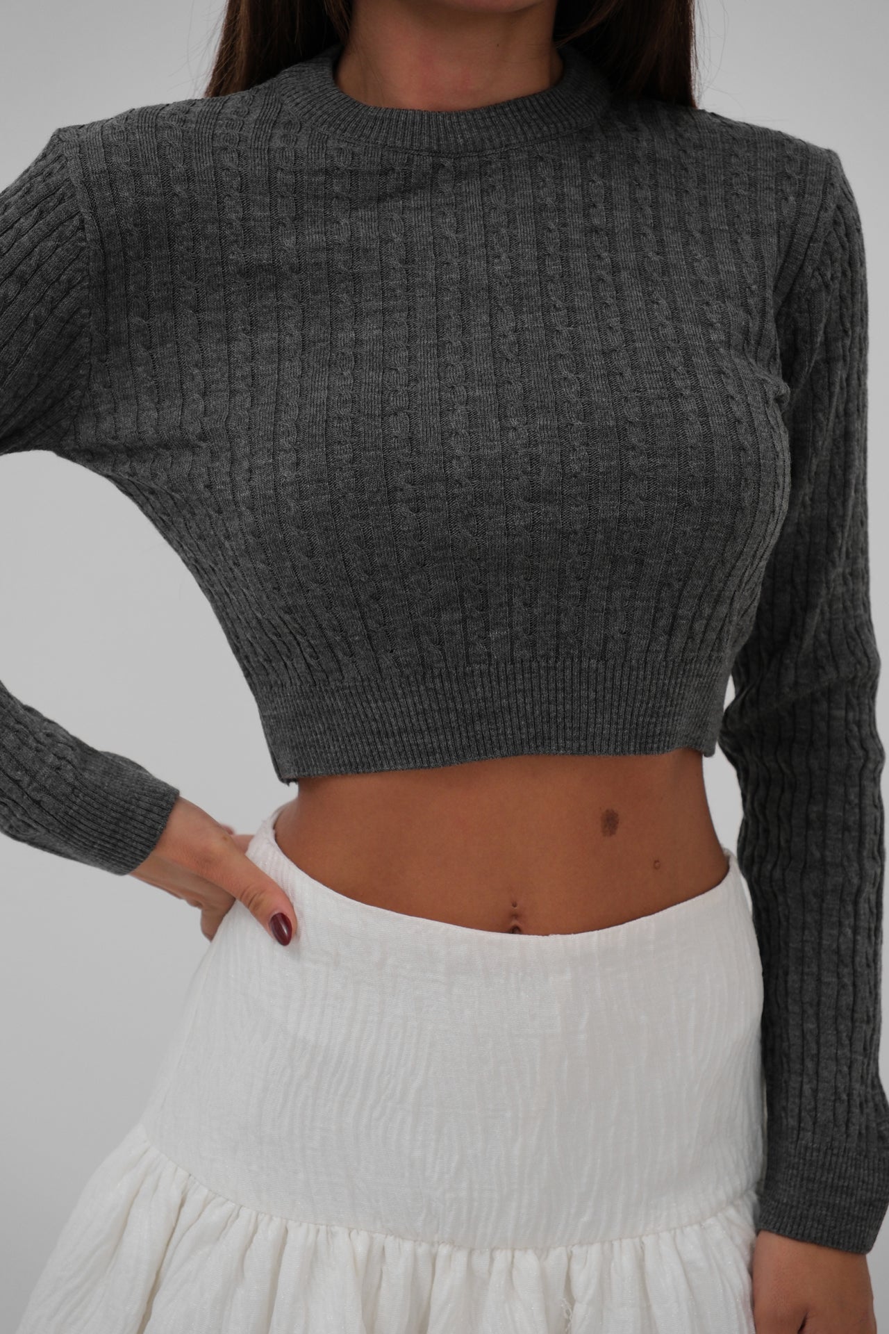 Knitted Detail Knitwear Crop Sweater