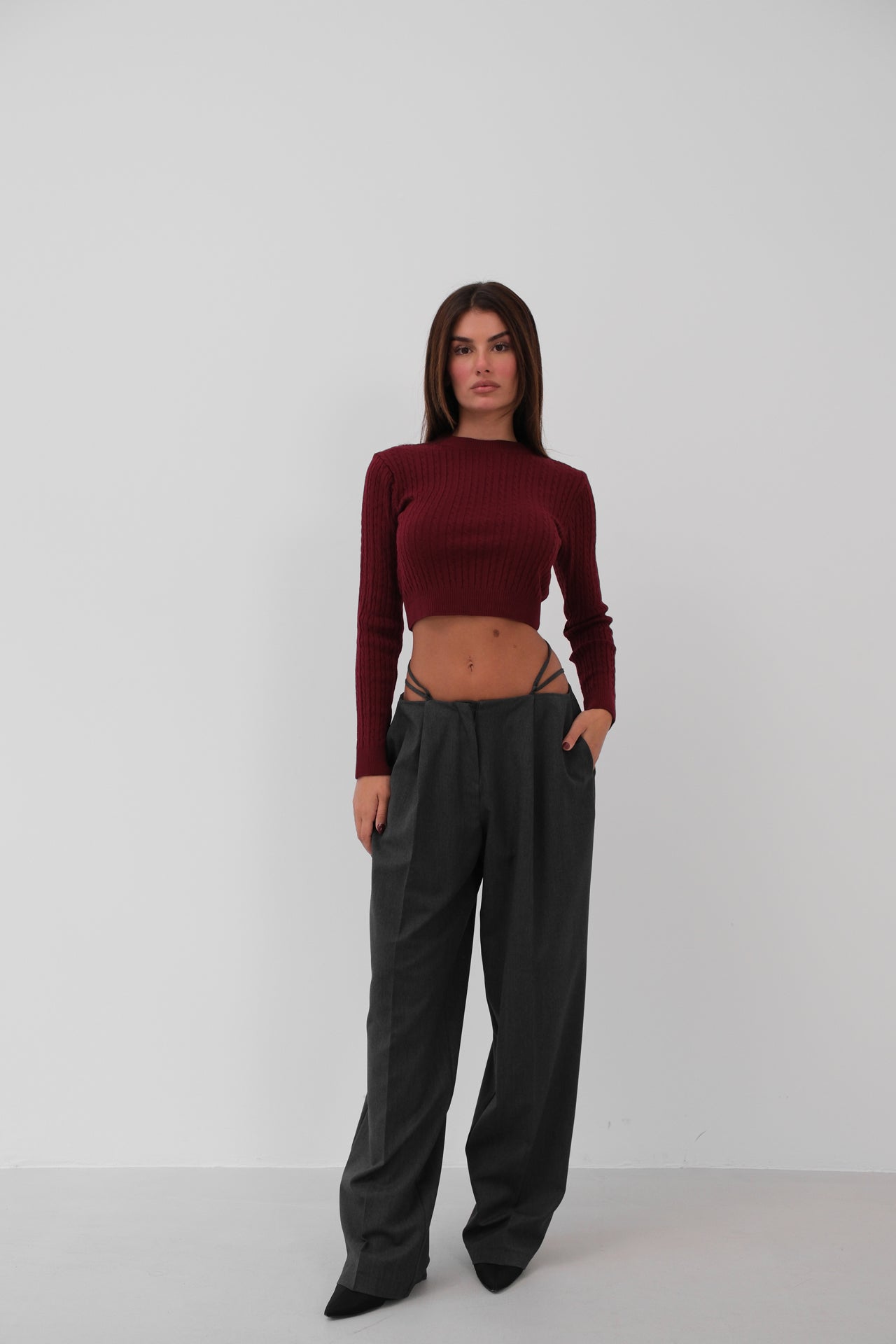 Knitted Detail Knitwear Crop Sweater