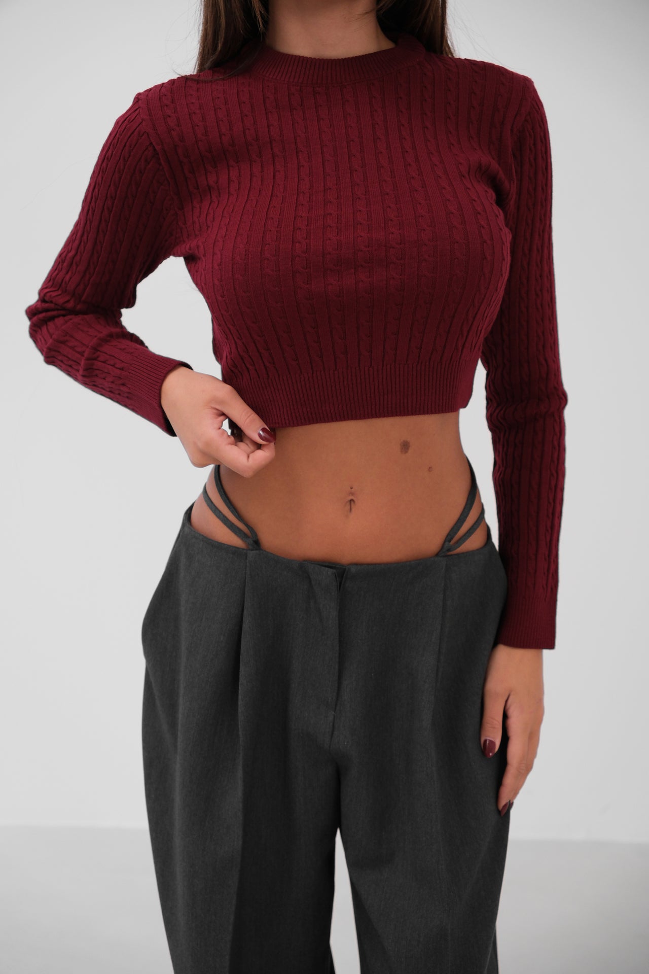 Knitted Detail Knitwear Crop Sweater