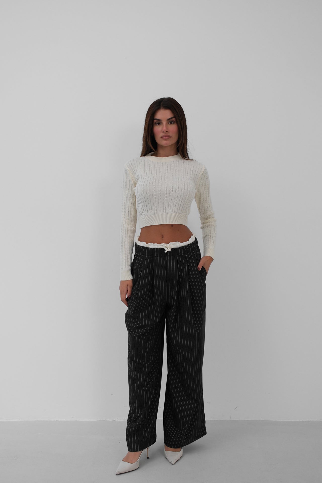 Knitted Detail Knitwear Crop Sweater