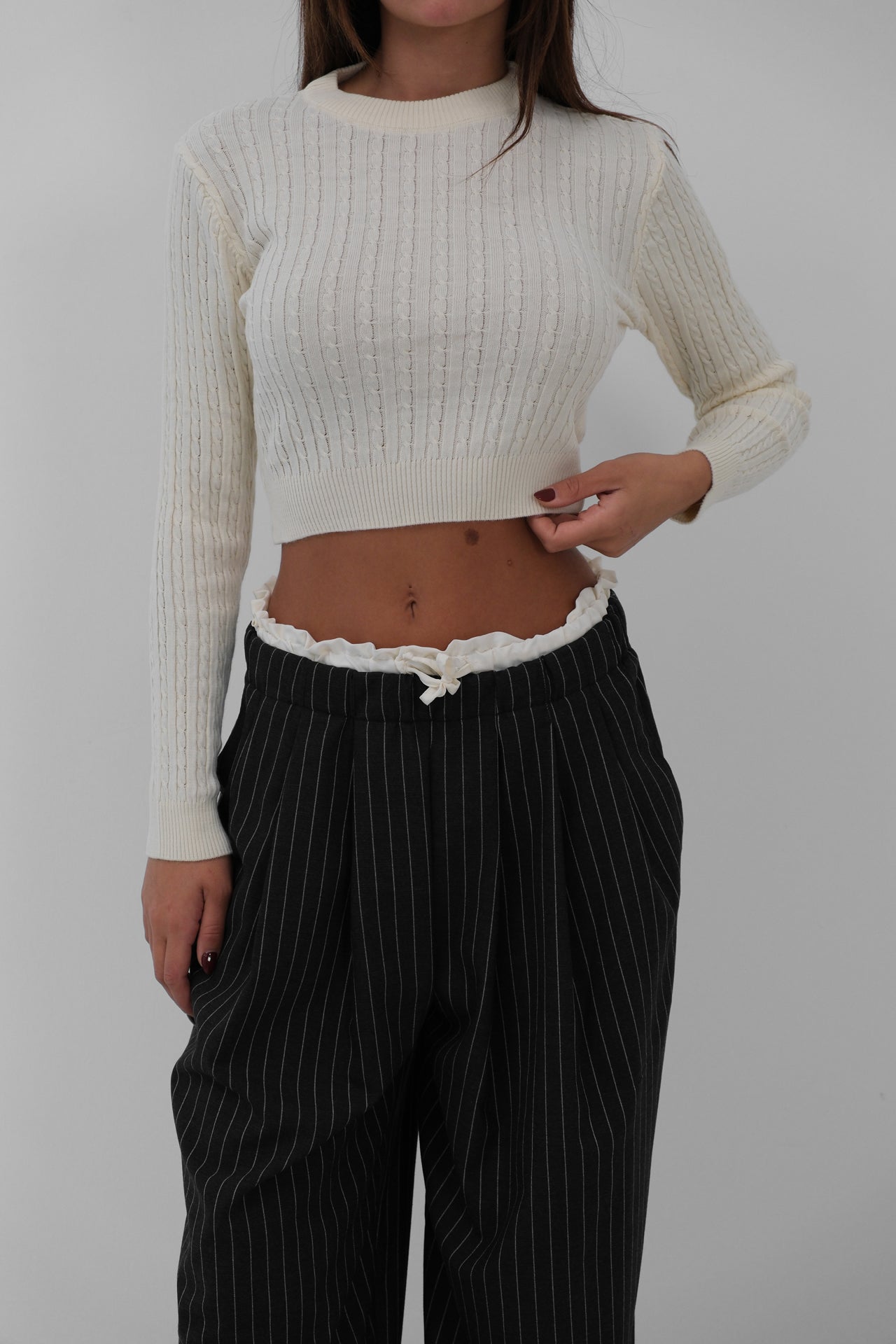 Knitted Detail Knitwear Crop Sweater