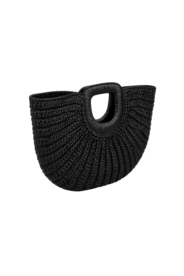 Oval Form Hasır Siyah El Çantası