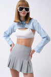 Oval Cut Blue Crop Shirt 