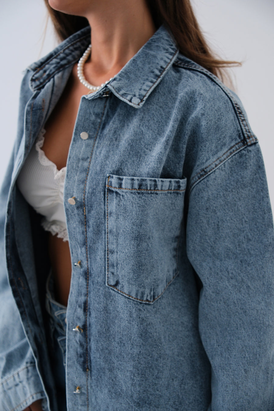 Oversize Light Blue Denim Shirt 