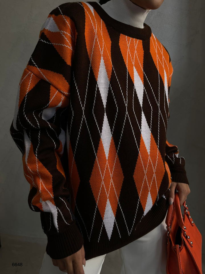 Oversize Baklava Desen Kazak