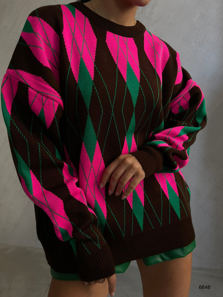 Oversize Baklava Desen Kazak