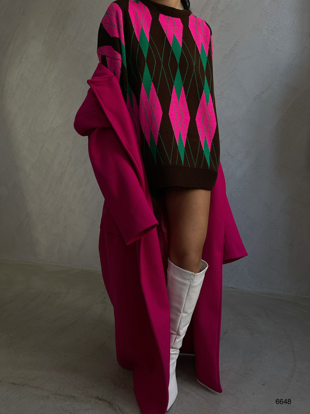 Oversize Baklava Desen Kazak