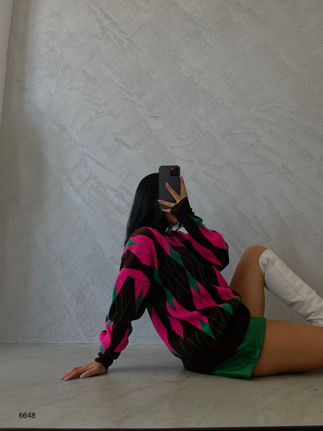 Oversize Baklava Desen Kazak