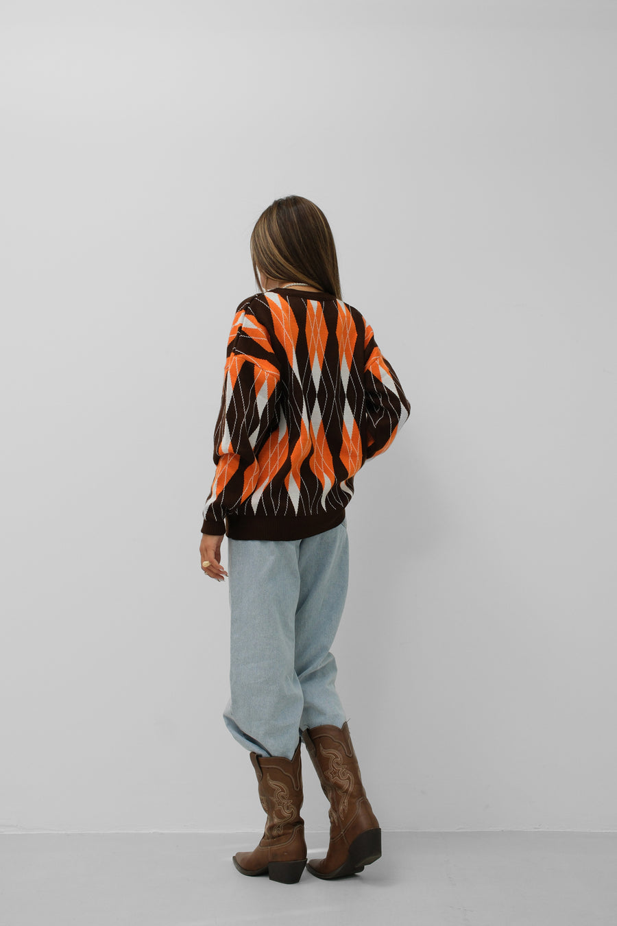 Oversize Diamond Pattern Sweater 