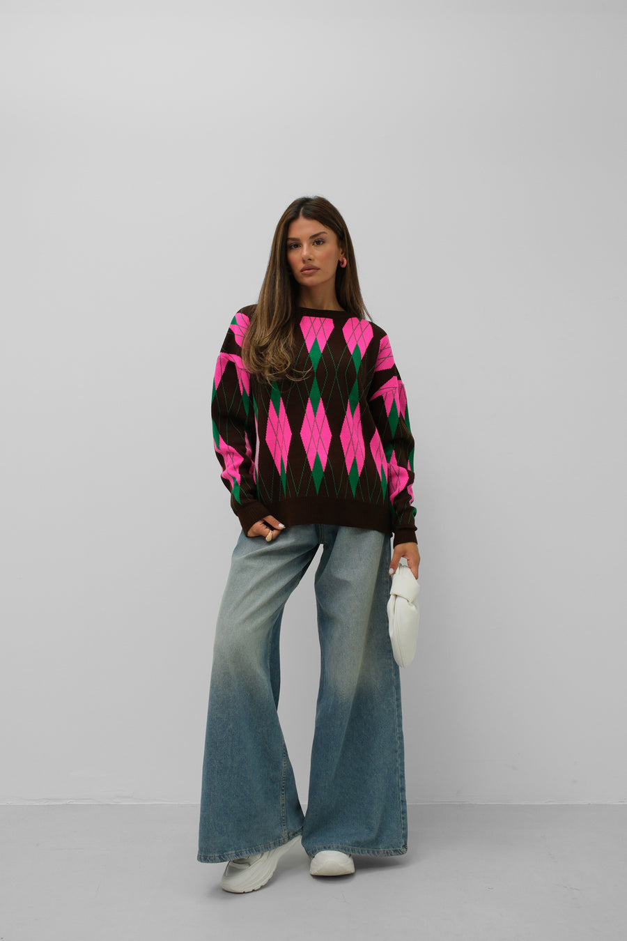 Oversize Diamond Pattern Sweater