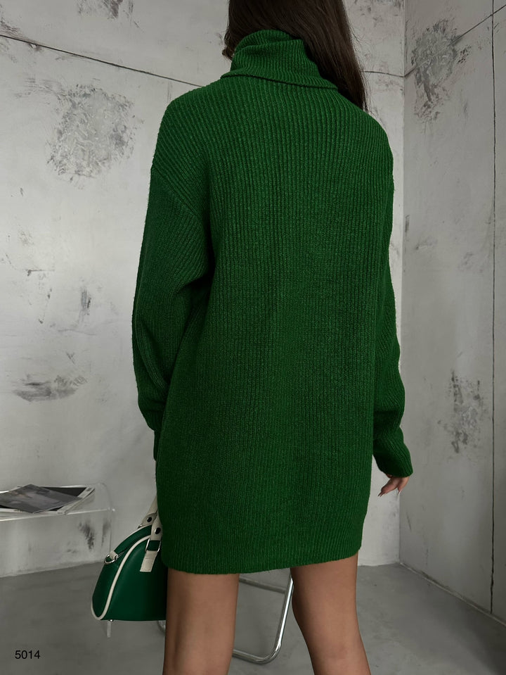 Oversize Turtleneck Green Knit Tunic