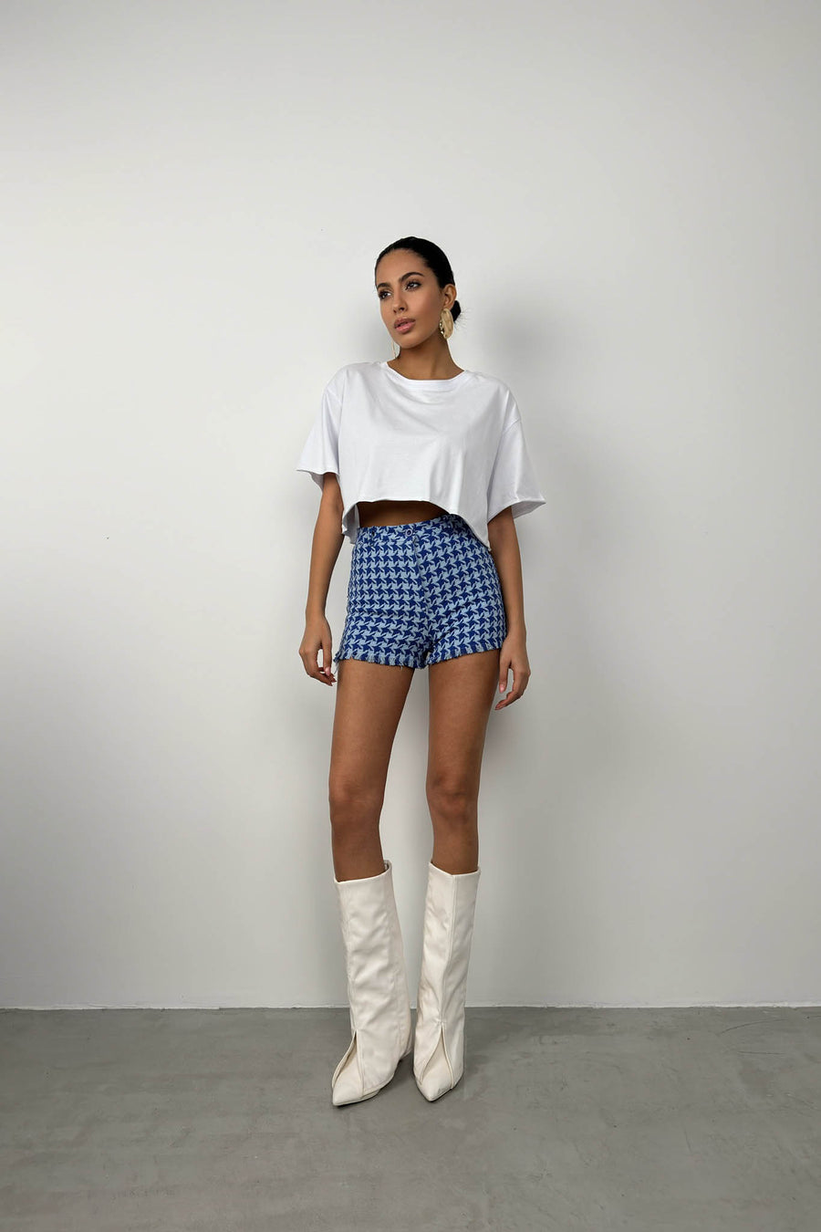 Oversize Basic White Crop T-Shirt 