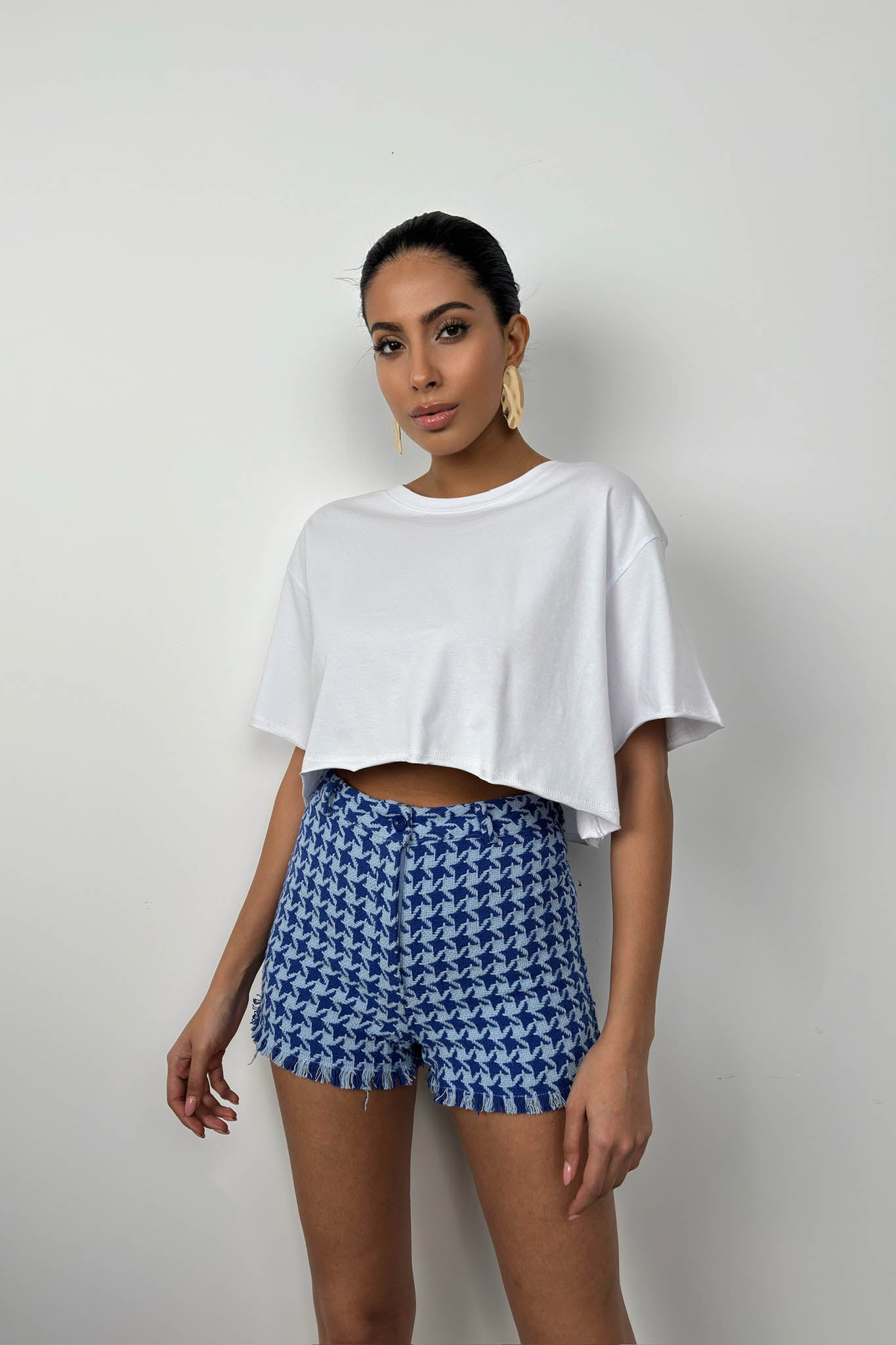 Oversize Basic Beyaz Crop T-Shirt