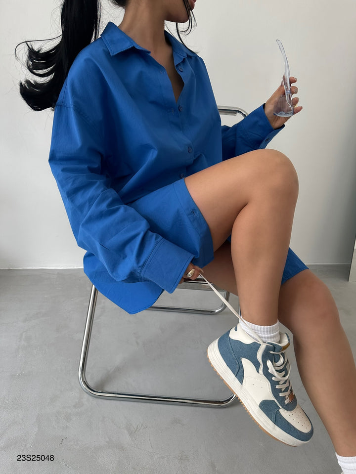 Oversize Basic Saxe Shirt