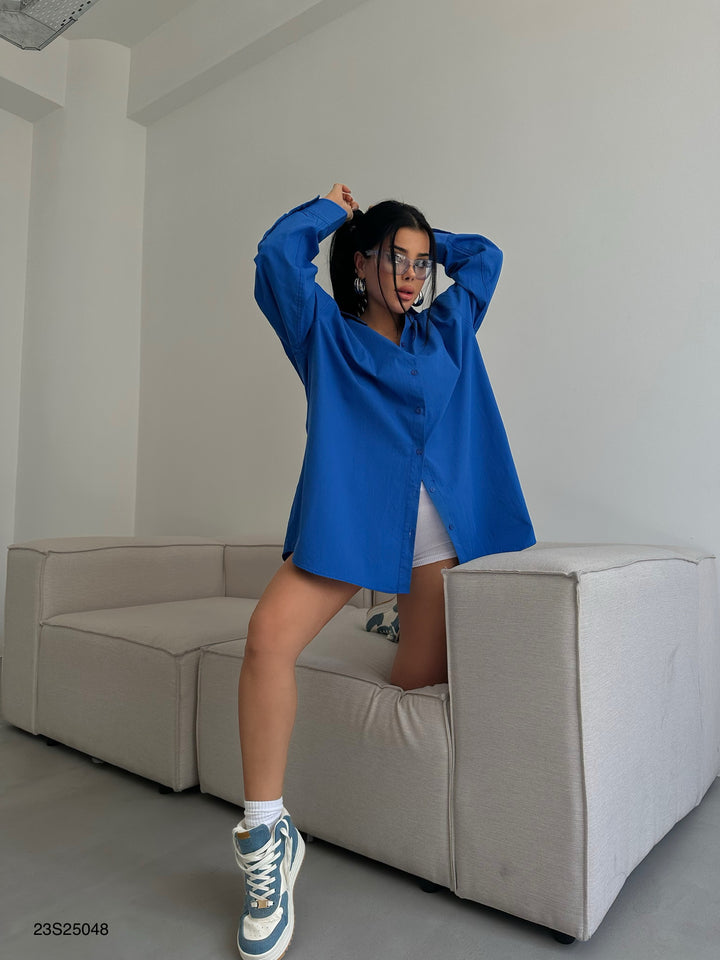 Oversize Basic Saxe Shirt