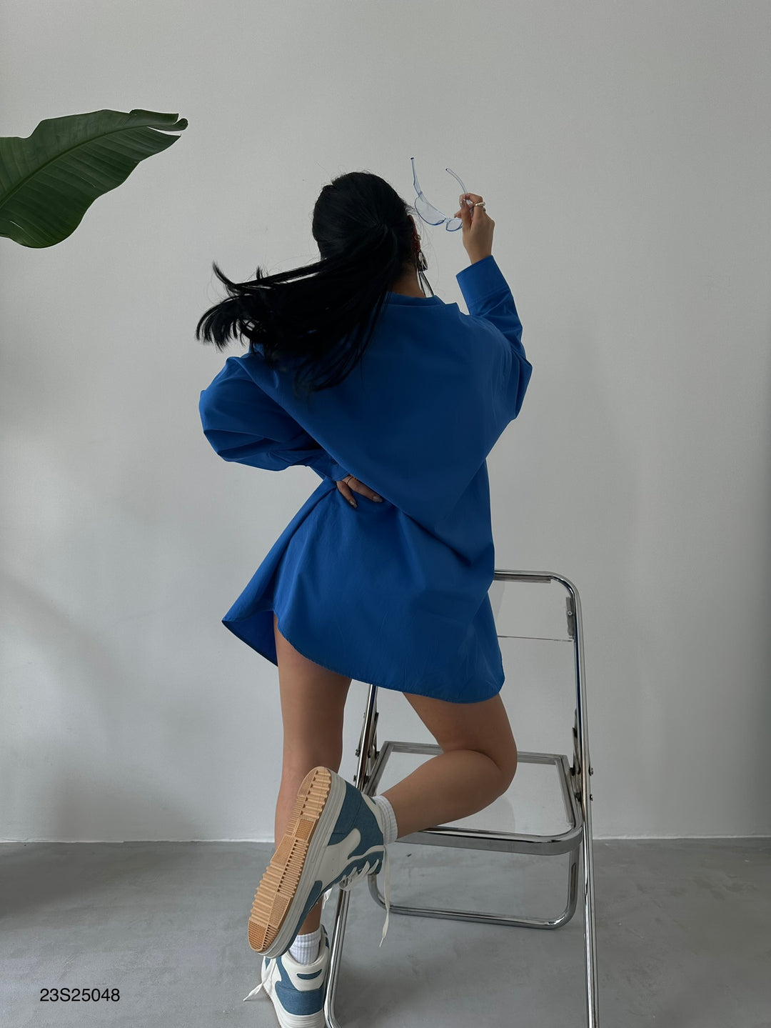 Oversize Basic Saxe Shirt