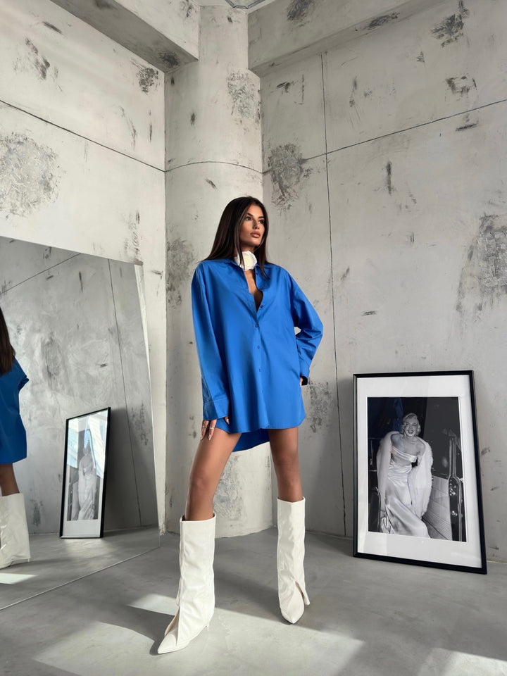 Oversize Basic Saxe Shirt