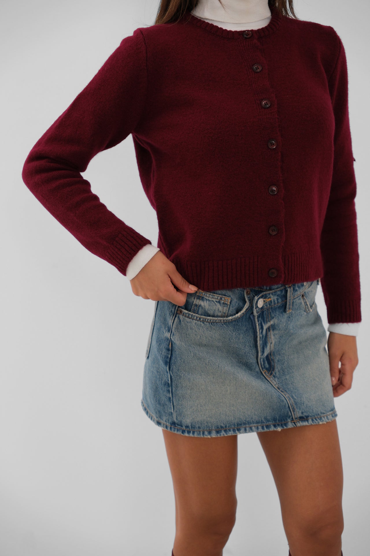 Oversize Basic Bordo Hırka