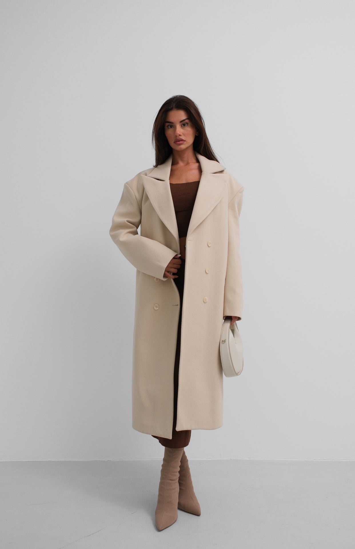 Oversize Beige Cashmere Coat 