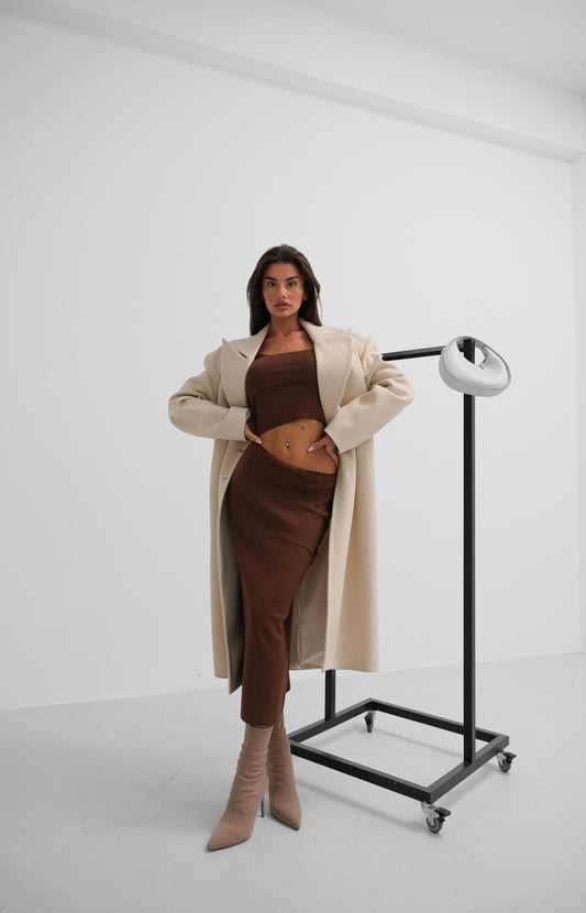 Oversize Beige Cashmere Coat 