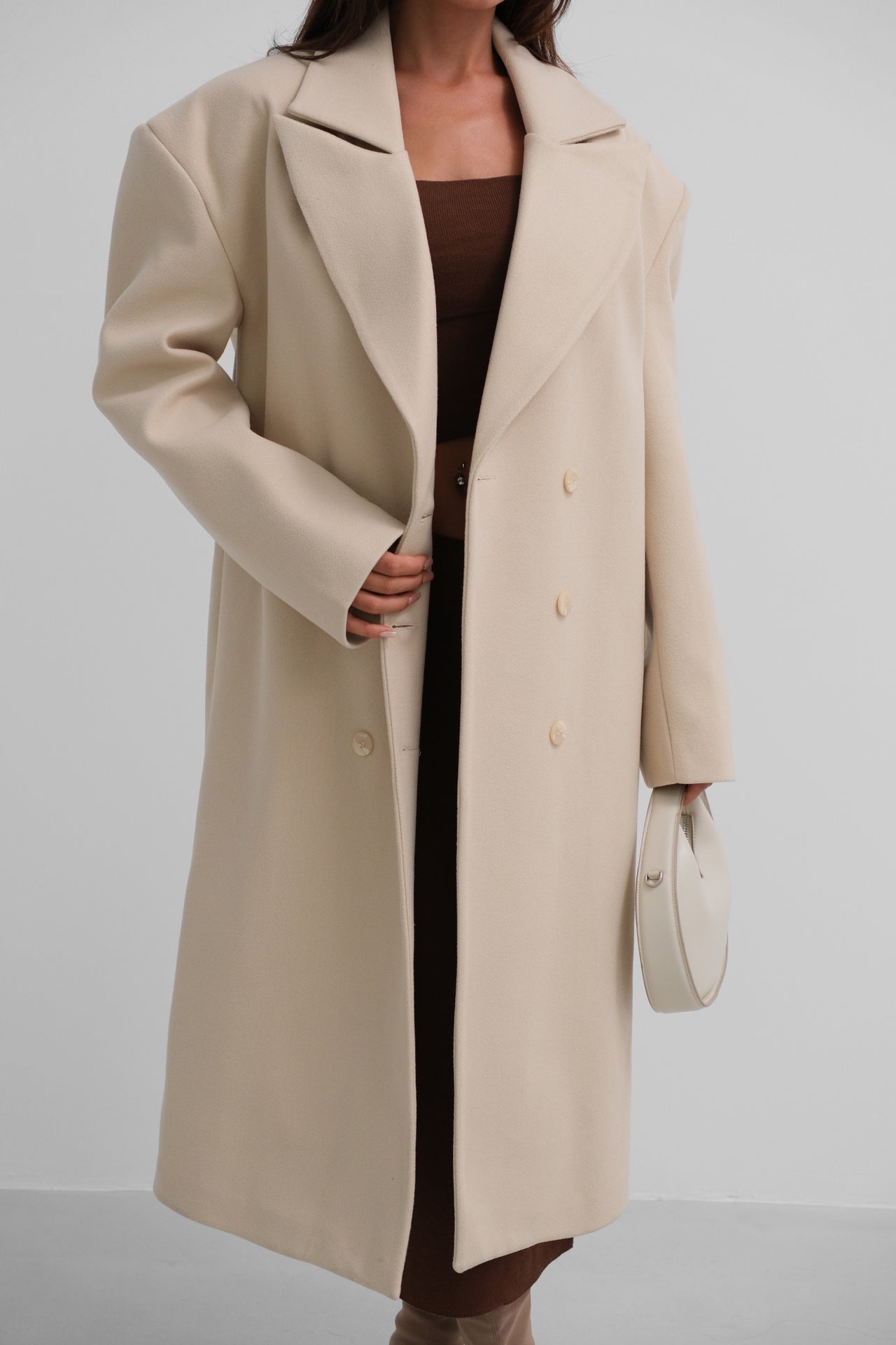 Oversize Beige Cashmere Coat 