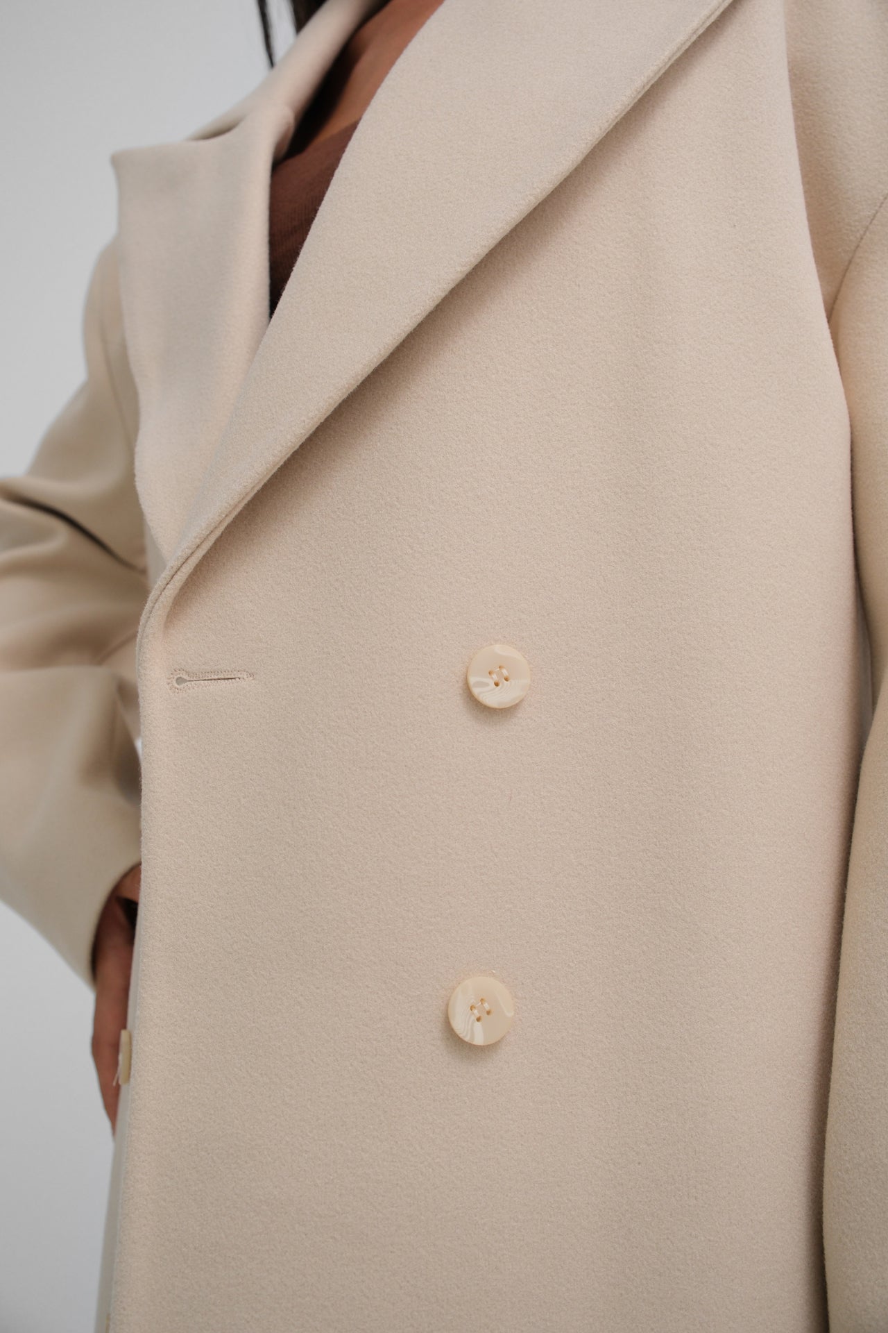 Oversize Beige Cashmere Coat 