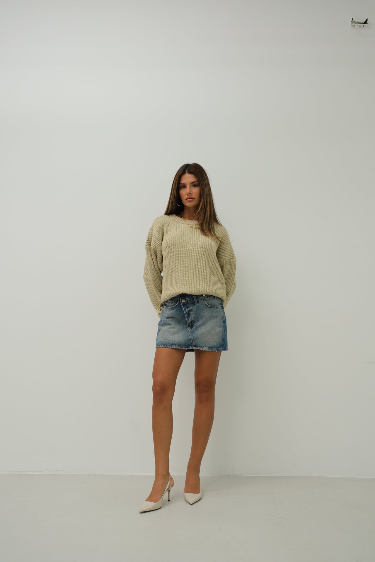 Oversize Beige Knitted Sweater 