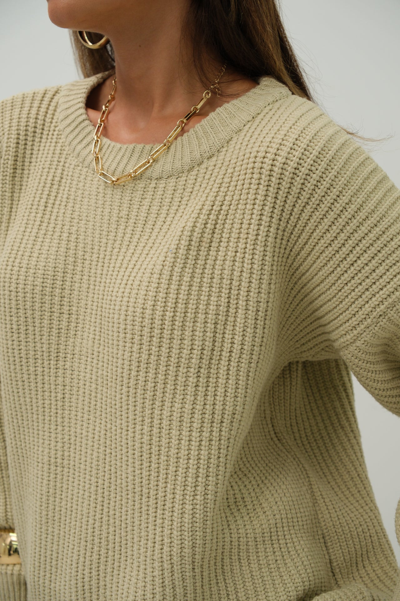 Oversize Beige Knitted Sweater 