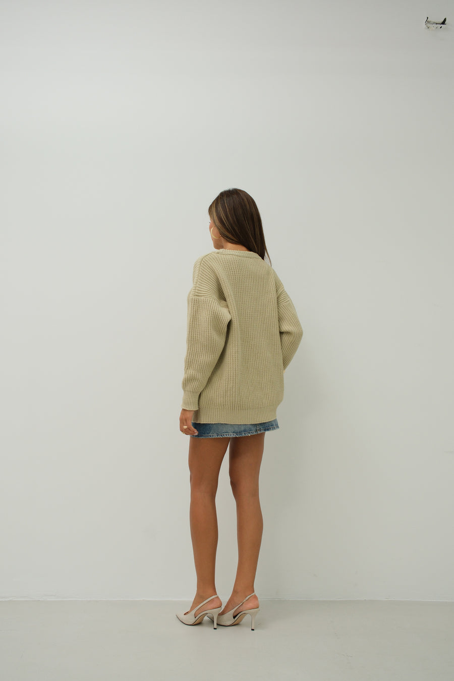 Oversize Beige Knitted Sweater 