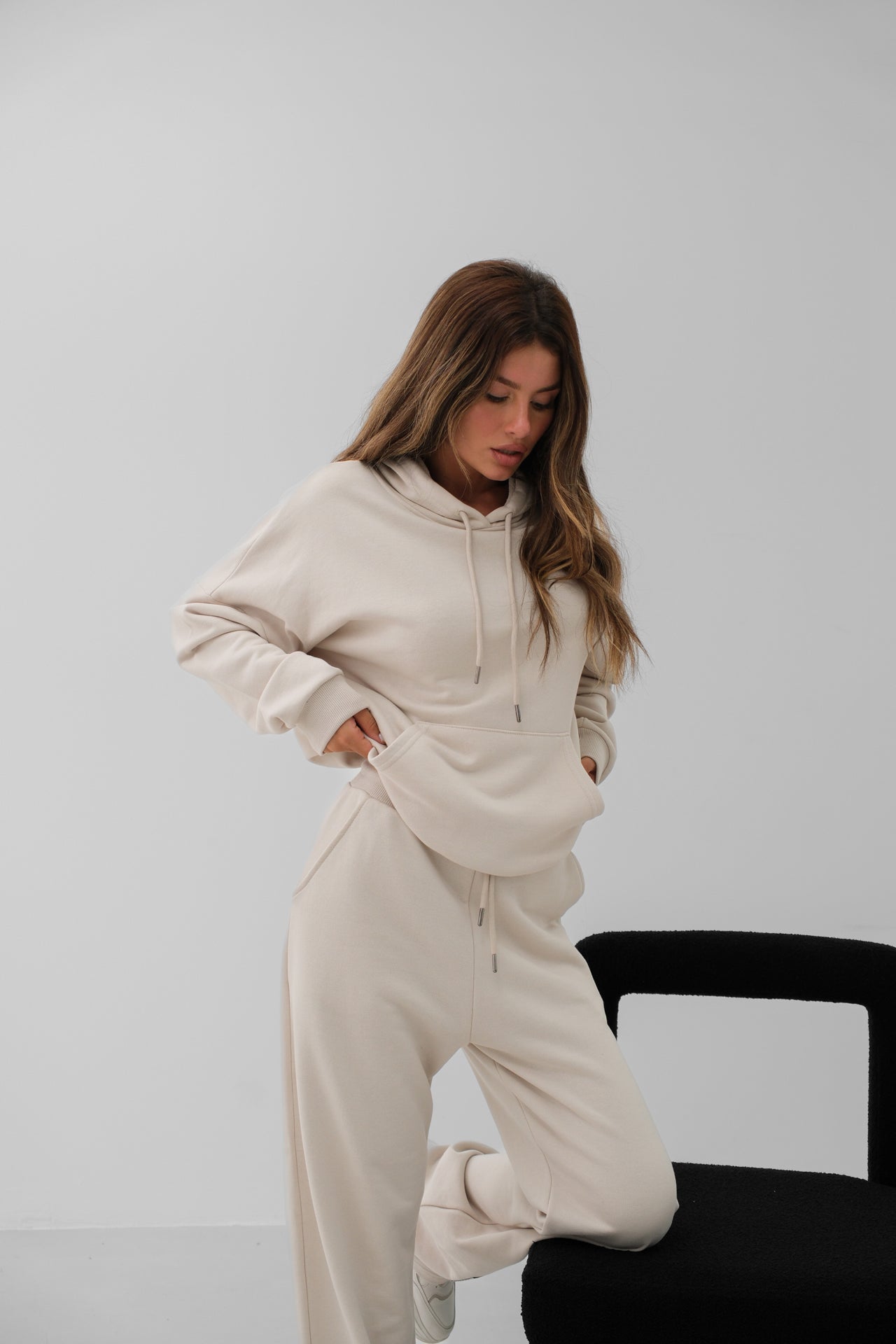 Oversize Beige Sweatshirt Tracksuit