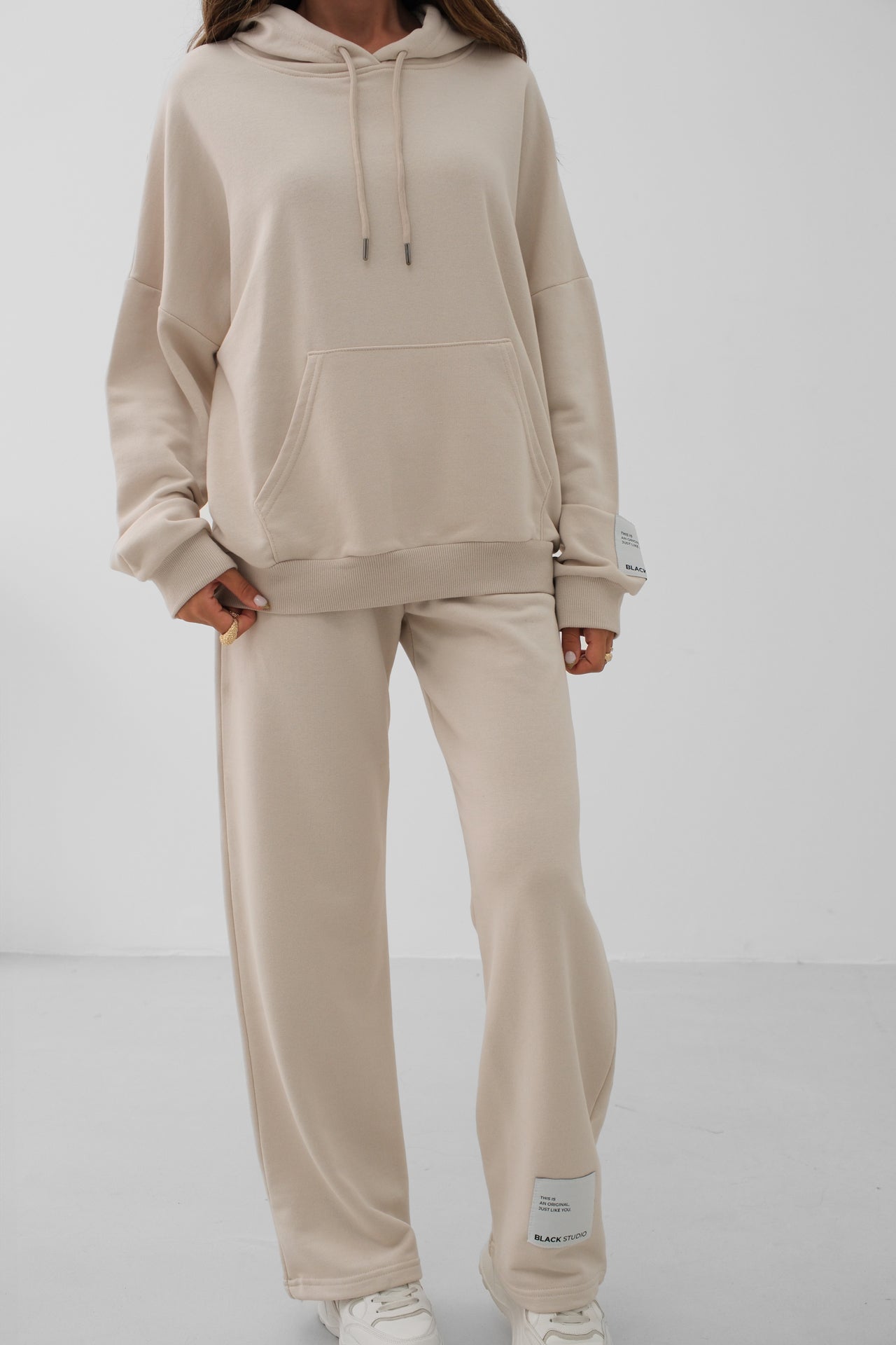 Oversize Beige Sweatshirt Tracksuit