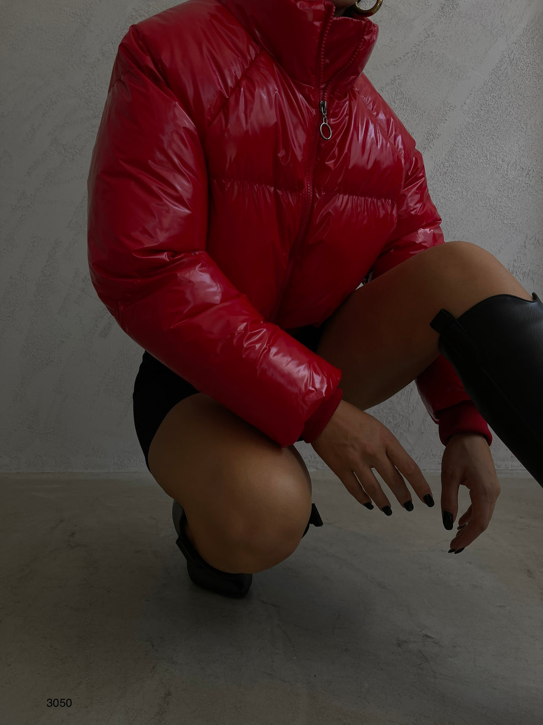 Oversize Crop Kırmızı Şişme Mont