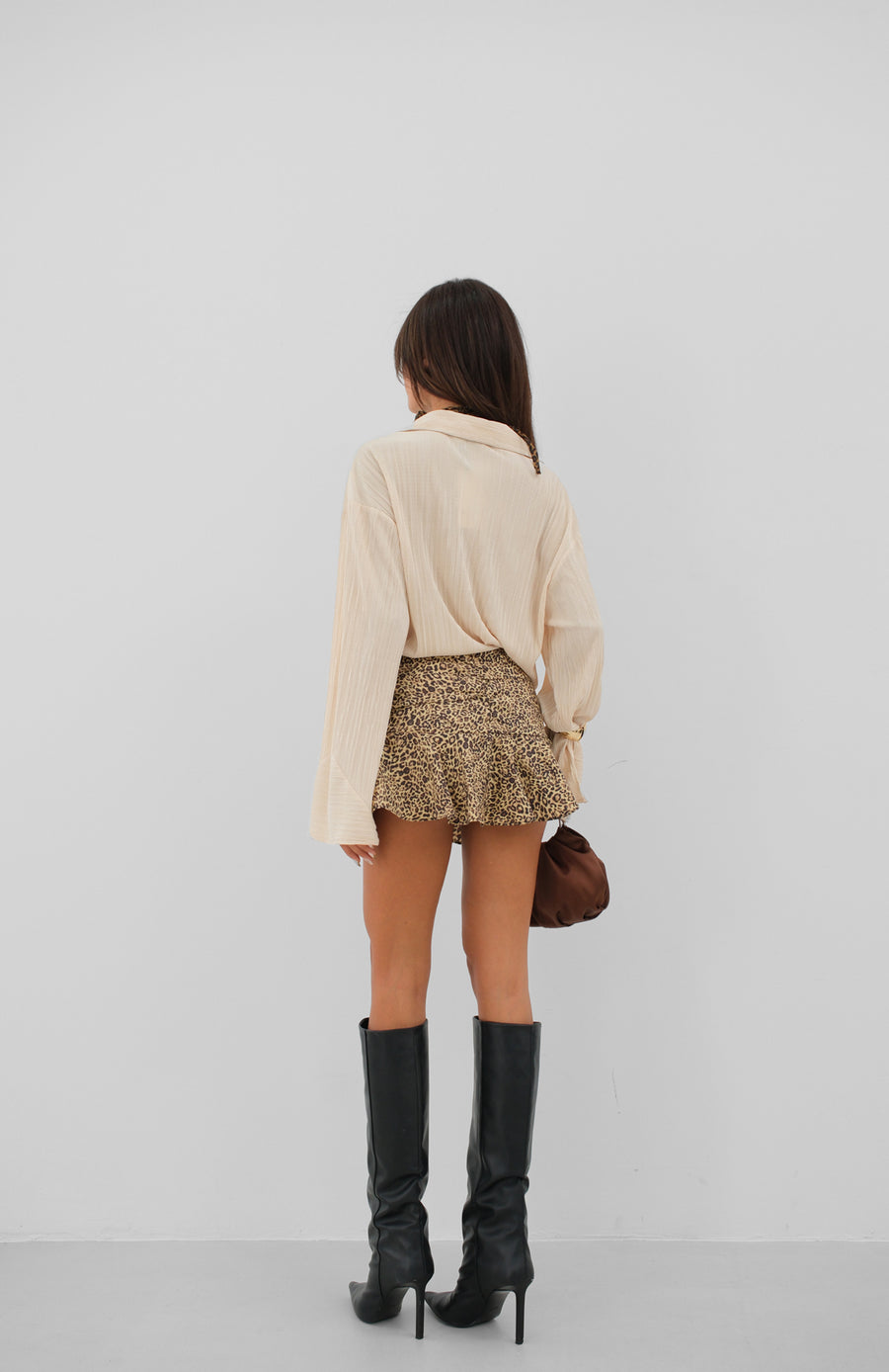 Oversize Textured Beige Shirt