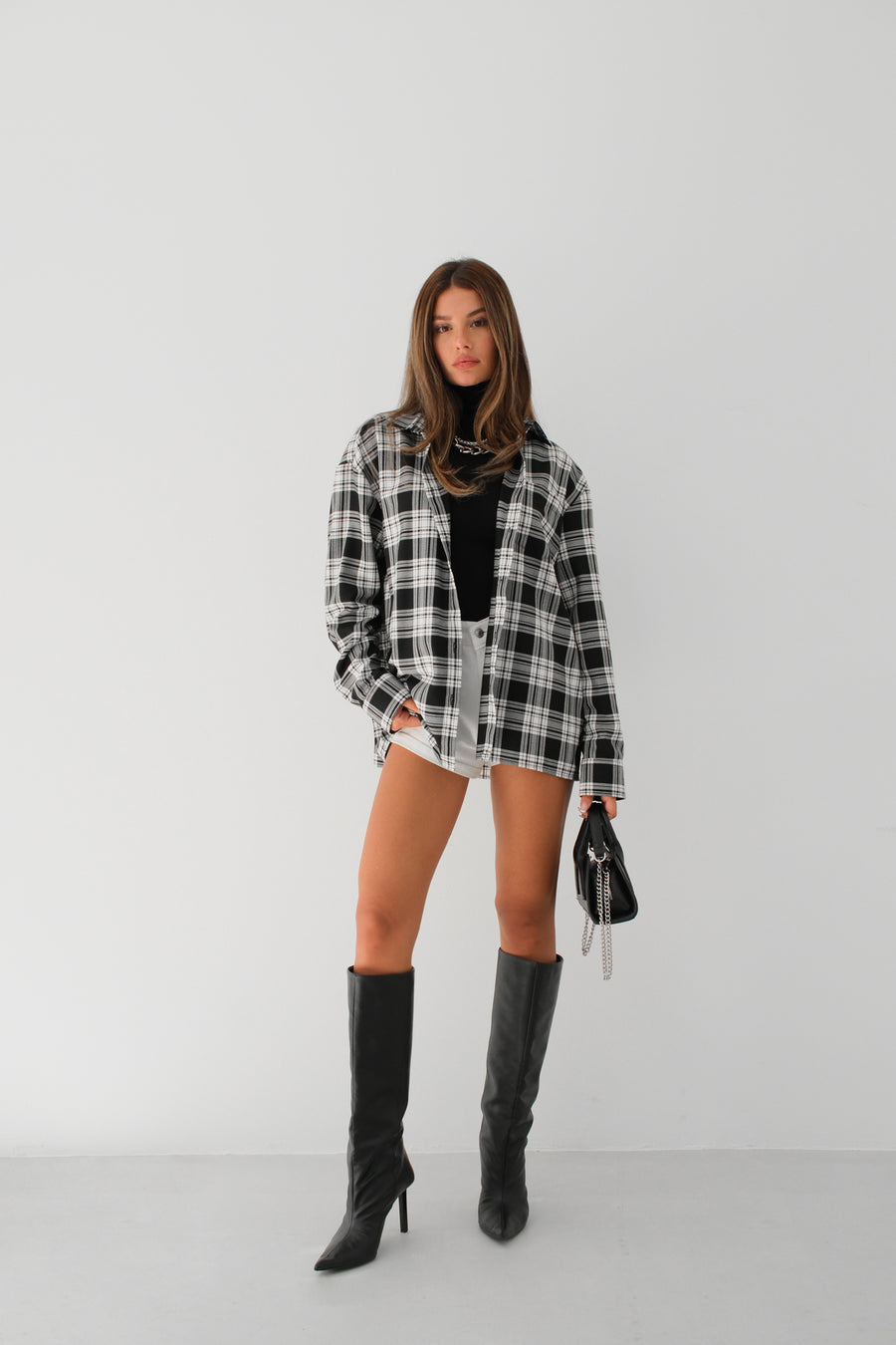 Oversize Plaid Black Shirt 