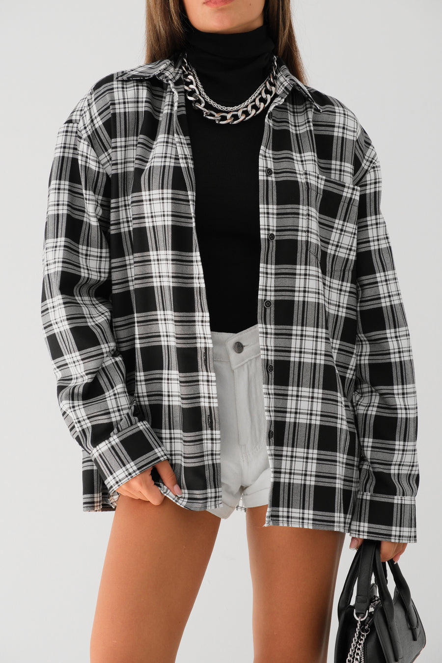 Oversize Plaid Black Shirt 