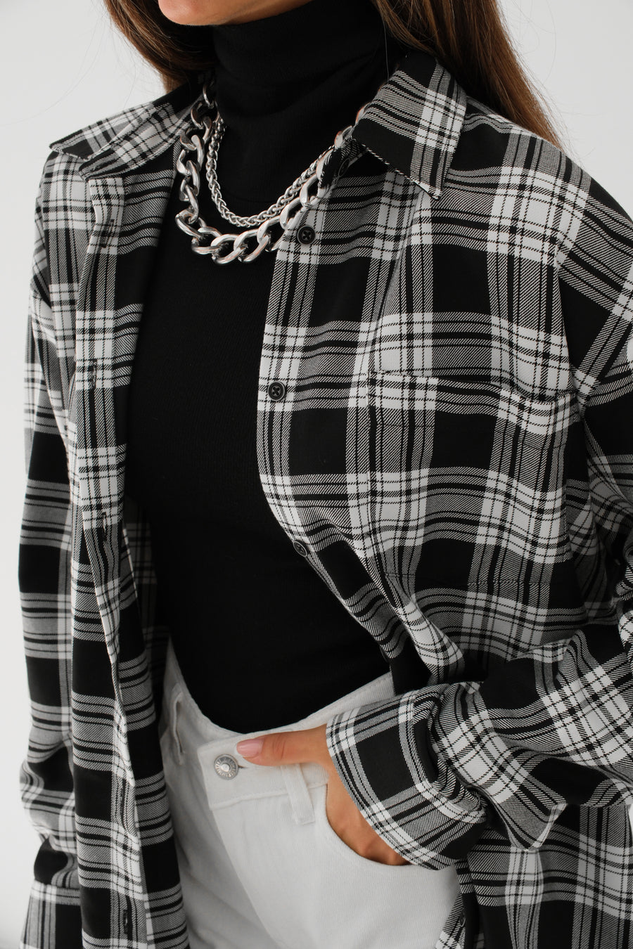 Oversize Plaid Black Shirt 