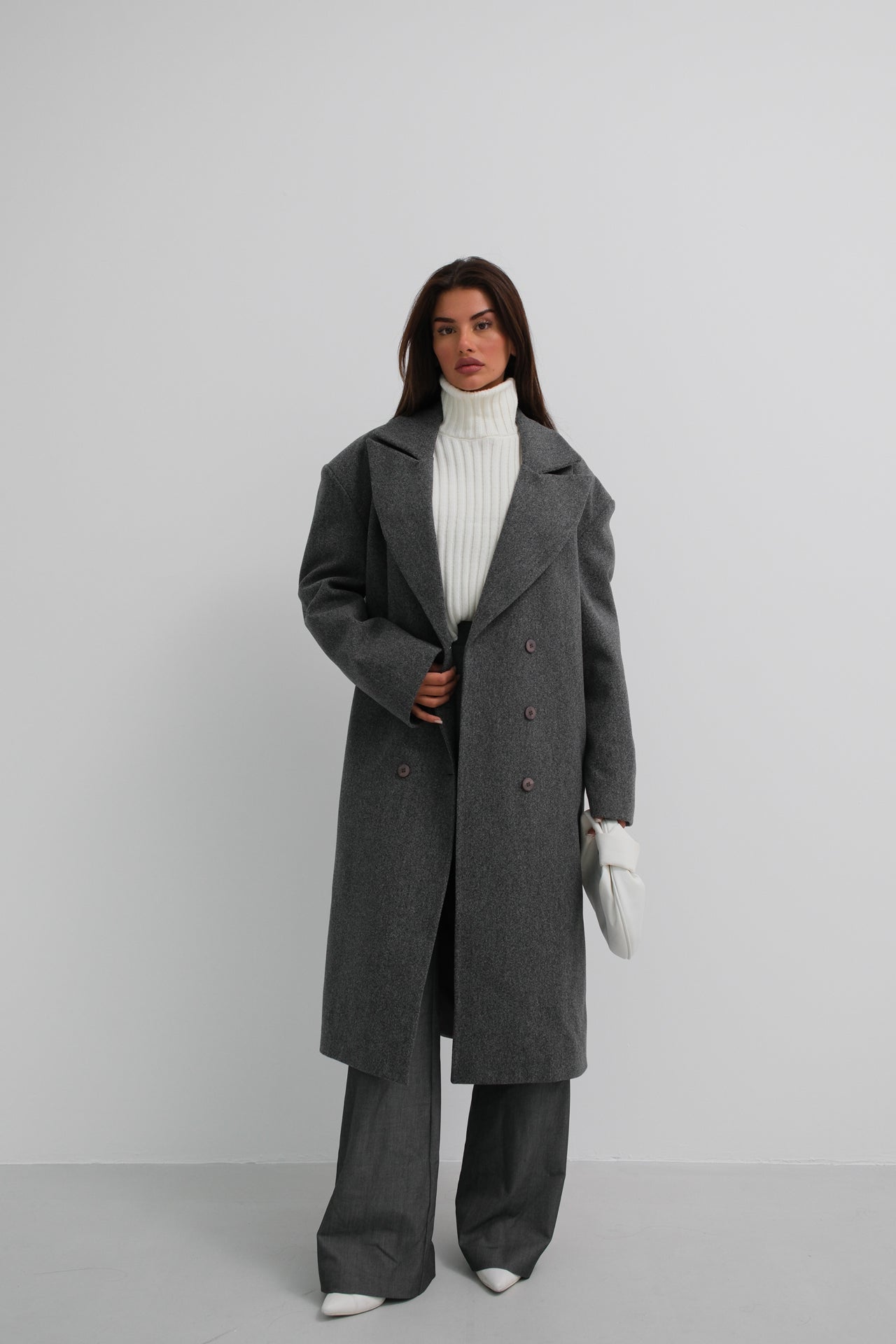 Oversize Gray Cashmere Coat 