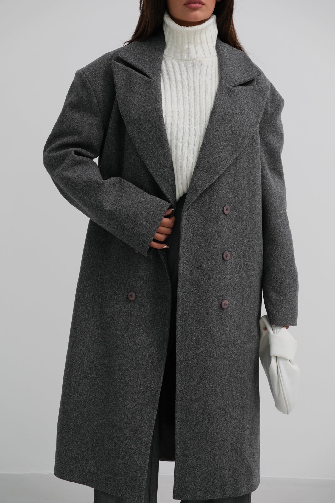 Oversize Gray Cashmere Coat 