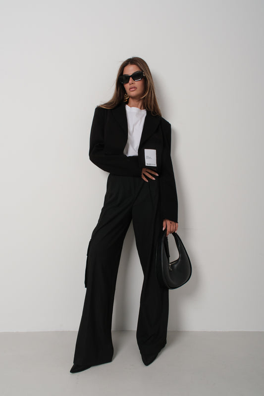 Oversize Cargo Pocket Black Trousers 