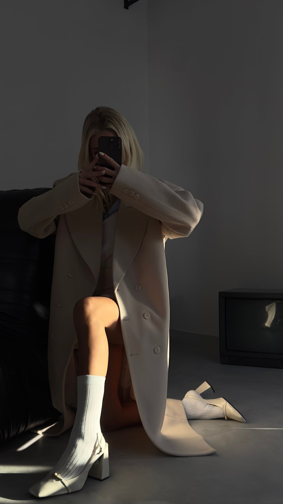 Oversize Beige Cashmere Coat