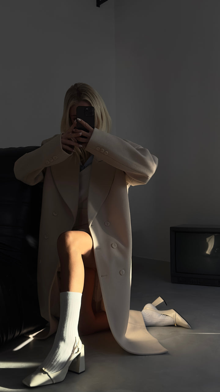 Oversize Beige Cashmere Coat