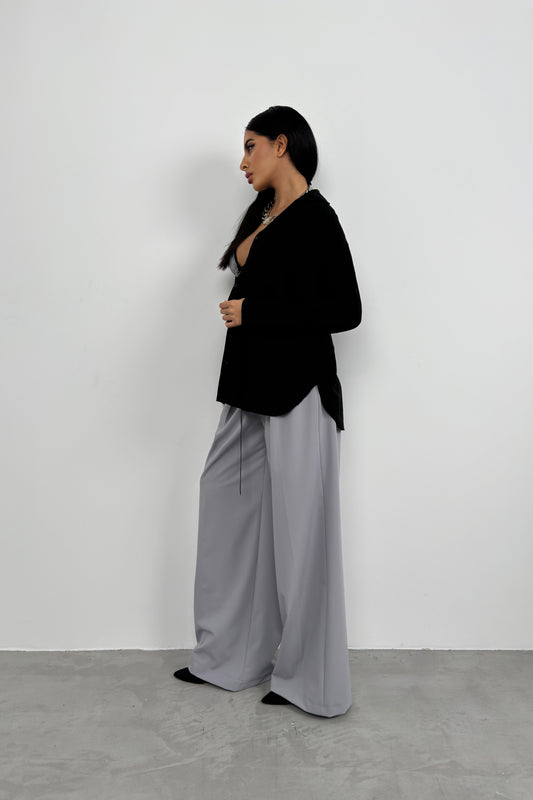 Oversize Black Linen Shirt 