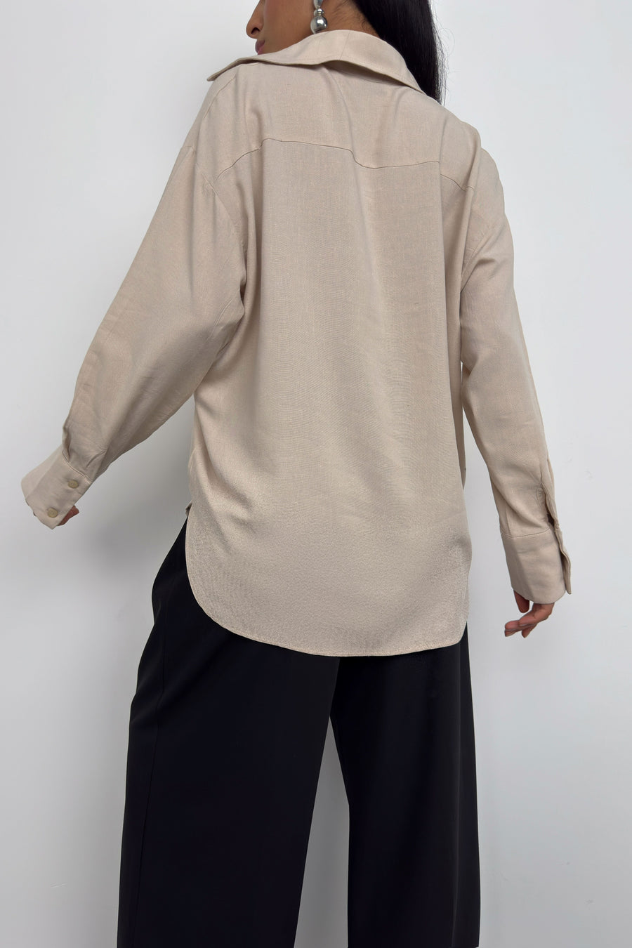 Oversize Beige Linen Shirt 