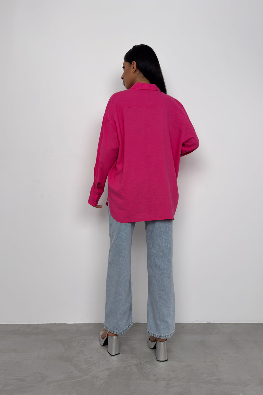 Oversize Pink Linen Shirt 