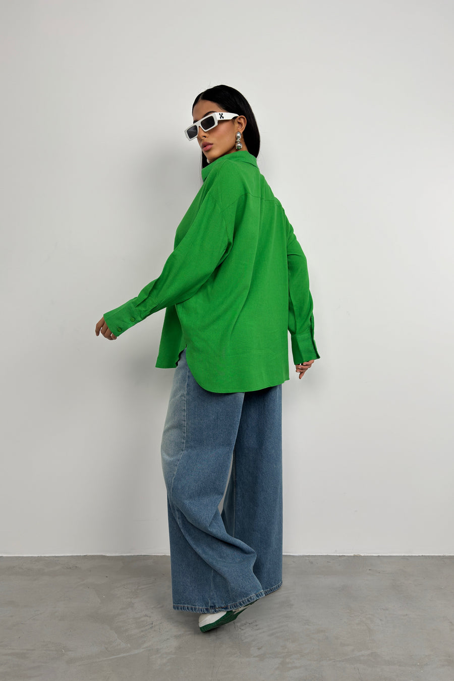 Oversize Green Linen Shirt 