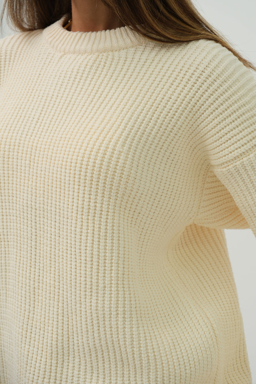 Oversize Knitted Ecru Sweater 