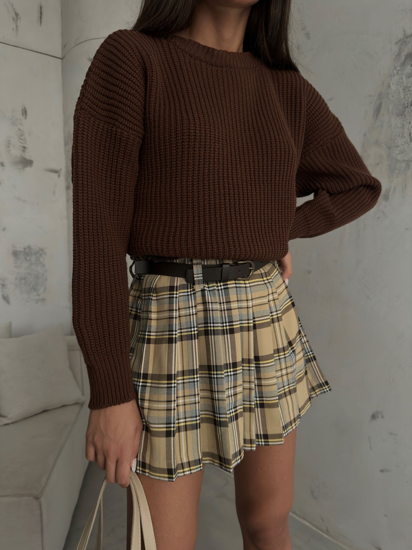 Oversize Knitted Brown Sweater 