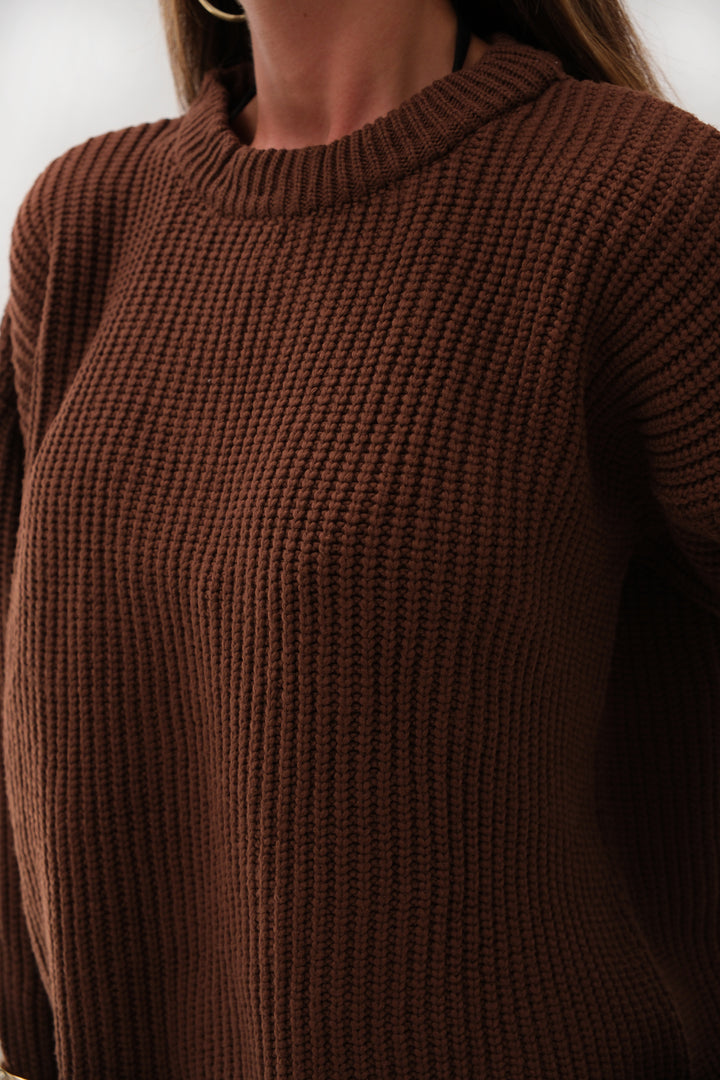 Oversize Knitted Brown Sweater